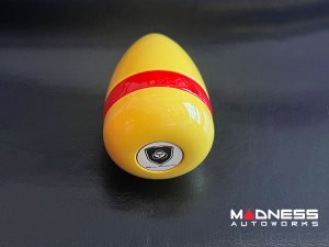 FIAT 500 Gear Shift Knob - Black Italy - Yellow w/Red Stripe + Black Logo FIAT 500 Gear Shift Knob - Black Italy - Yellow w/Red Stripe + Black Logo